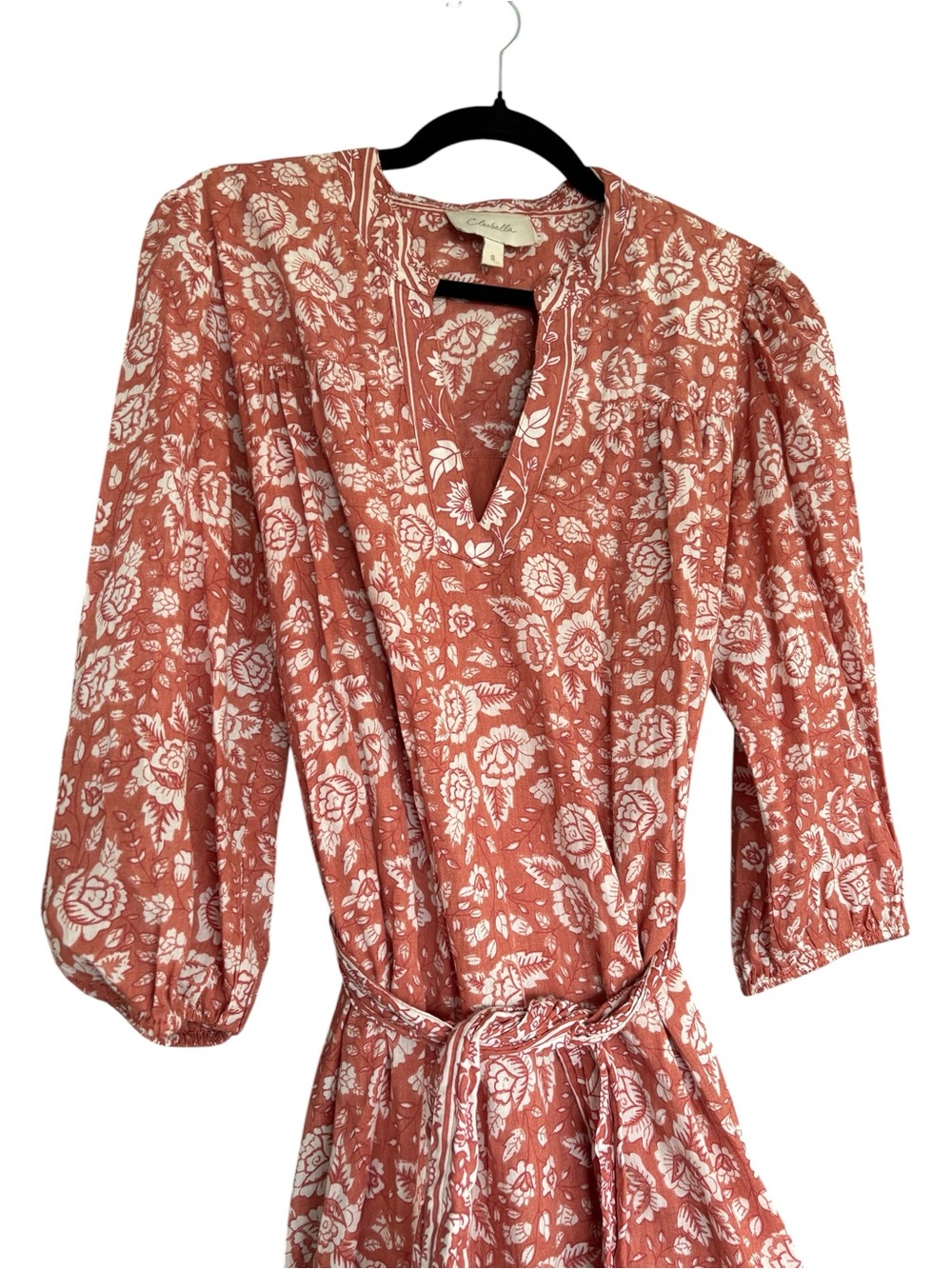 Cleobella Floral Boho Midi Dress Size Small Cotton Tie Waist India - Picture 5 of 7